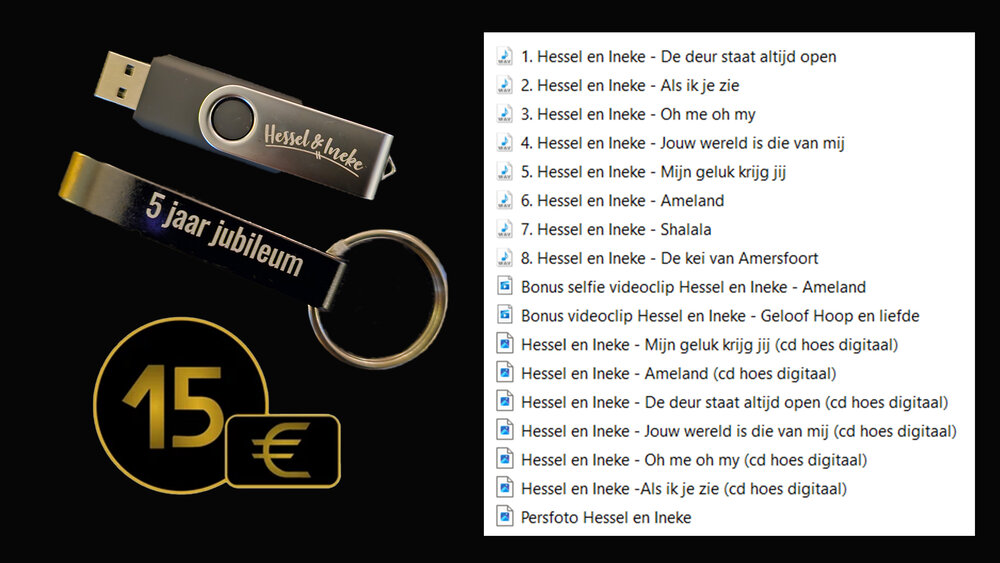 Jubileum USB Stick voorzien van Diversen Audio en Video bestanden
