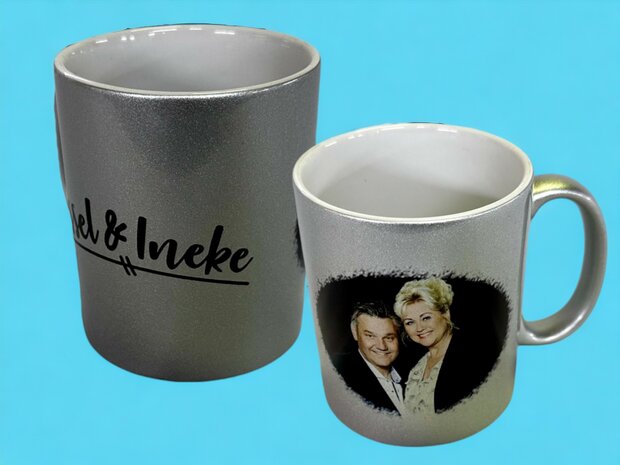 Mok glitter zilver hoogglans